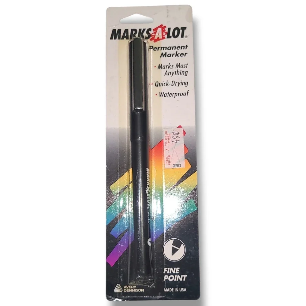 Vintage Avery Dennison Marks-A-Lot Black Permanent Marker New Carded 4535-8